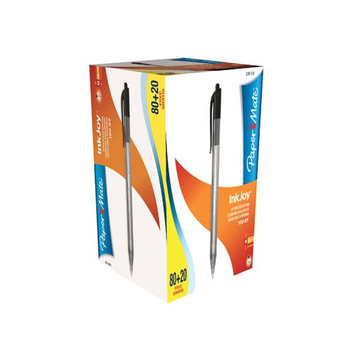 Paper Mate Paper Mate balpen InkJoy 100 RT, zwart, doos 80 + 20 gratis