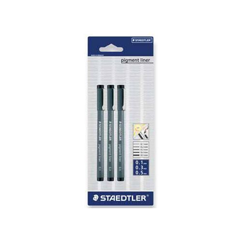 Staedtler Staedtler fineliner Pigment Liner blister van 3 stuks: 0,1; 0,3 en 0,5 mm