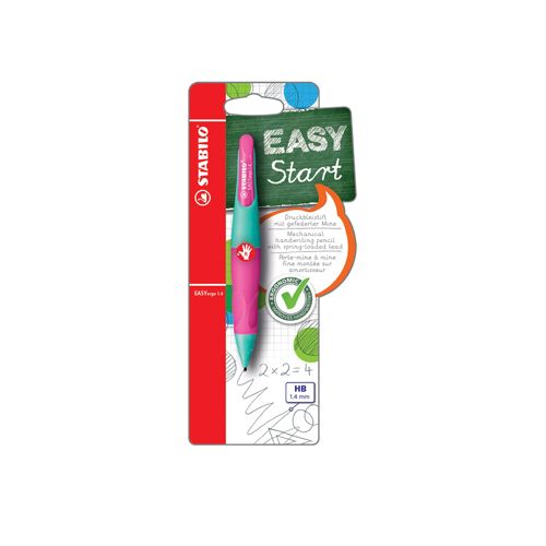 Stabilo STABILO EASYergo vulpotlood, 1,4 mm, voor rechtshandigen, blister van 1 stuk, turkoois en roze