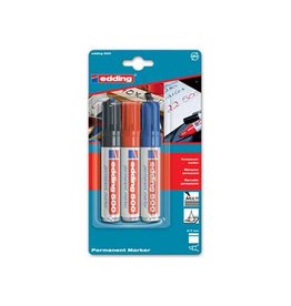 Edding Edding permanente marker e-500 geassorteerde kleuren, blister van 3 stuks