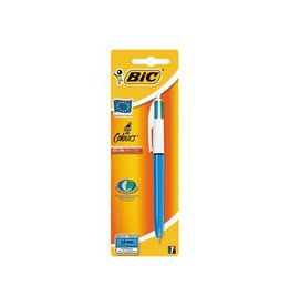 Bic Bic 4 Colours Original 4-kleurenbalpen, medium, klassieke inktkleuren, lichaam blauw, op blister