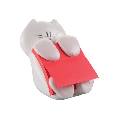 Post-It Super Sticky Post-it Super Sticky Z-notes dispenser, kat, voor ft 76 x 76, met 1 blok van 90 blaadjes rood