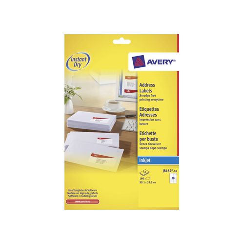 Avery Avery J8162-10 adresetiketten 99,1x33,9mm 160 etiketten wit