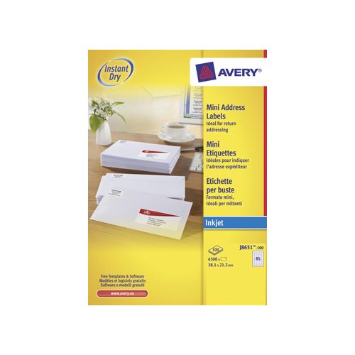 Avery Avery witte etiketten QuickDry 38,1x21,2mm 6.500st 65/blad