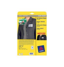 Avery Avery L4787-20 zelfklevende badge ft 80 x 50 mm, doos van 200 stuks, wit-blauw