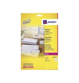 Avery Avery L7160, Adresetiketten, Laser, Ultragrip, wit, 40 vellen, 21 per vel, 63,5 x 38,1 mm