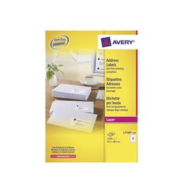 Avery Avery L7160, Adresetiketten, Laser, Ultragrip, wit, 250 vellen, 21 per vel, 63,5 x 38,1 mm