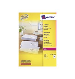 Avery Avery L7161, Adresetiketten, Laser, Ultragrip, wit, 100 vellen, 18 per vel, 63,5 x 46,6 mm