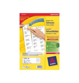 Avery Avery L7162, Adresetiketten, Laser, Ultragrip, wit, 100 vellen, 16 per vel, 99,1 x 33,9 mm