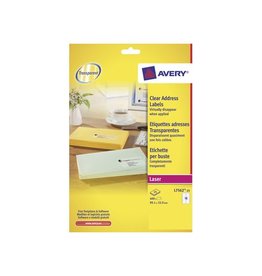 Avery Avery transparante etiketten QuickPEEL ft 99,1 x 33,9 mm (b x h), 400 stuks, 16 per blad