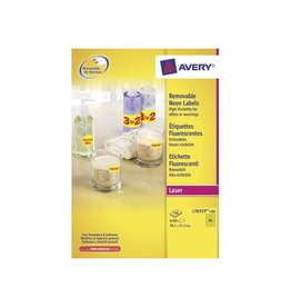 Avery Avery afneembare neon etiketten ft 38,1 x 21,2 mm (b x h), doos van 100 blad, 6500 stuks, neongeel