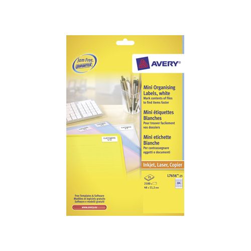 Avery Avery mini-etiketten 46x11,1mm 2.100st 84/blad doos 25 blad