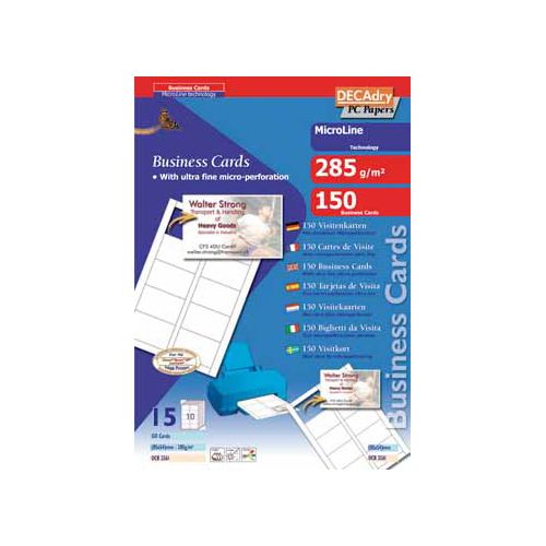 Decadry Decadry visitekaarten MicroLine ft 85 x 54 mm, 285 g/m², 150 kaartjes
