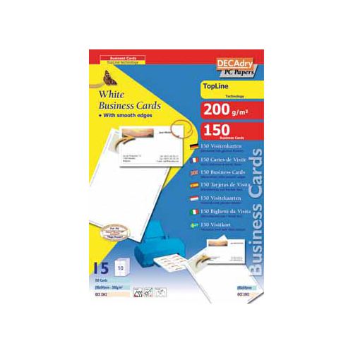 Decadry Decadry visitekaarten TopLine 150 kaartjes (10 kaartjes ft 85 x 54 mm per A4), rechte hoeken
