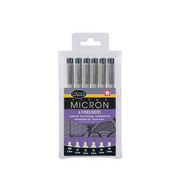 Sakura Sakura Fineliner Pigma, zwart, 6 stuks