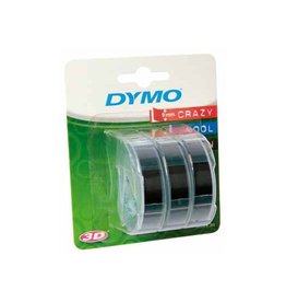 Dymo Dymo D3 tape 9 mm, wit op zwart, blister van 3 stuks