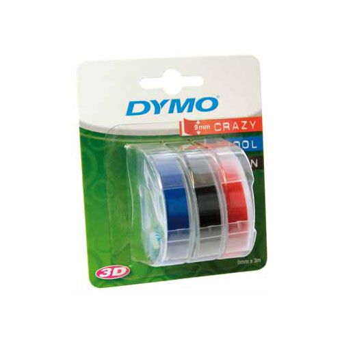 Dymo Dymo D3 tape 9mm, geassorteerde kleuren, blister van 3 stuks