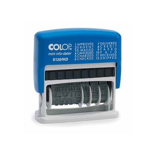 Colop Colop tekststempel Mini-Info Dater S 120/WD, met datum en 12 verschillende woorden, frans