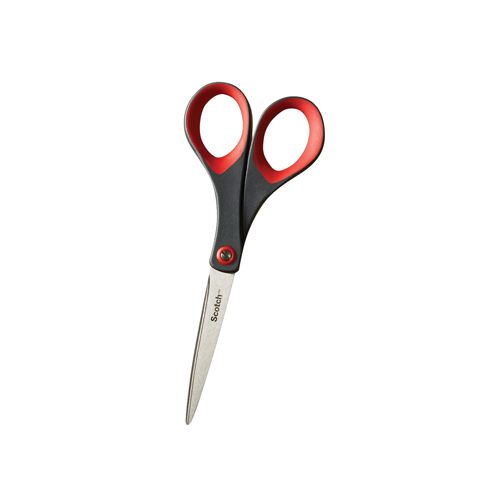 Scotch Scotch schaar Precision, ft 18 cm, rechts en links, scherpe punt, RVS, grijs/rood, blister van 1stuk