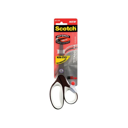 Scotch Scotch schaar Titan Non-stick, ft 20 cm, rechts, scherpe punt, titanium, zwart, blister van 1 stuk
