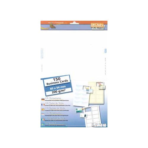 Decadry Decadry visitekaarten MicroLine ft 85 x 54 mm, 200 g/m², 150 kaartjes