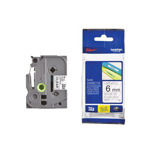 Brother Brother TZe tape voor P-Touch 6 mm, zwart op transparant