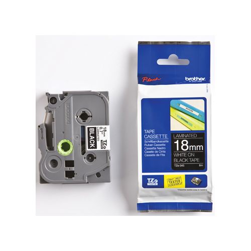 Brother Brother TZe tape voor P-Touch 18 mm, wit op zwart