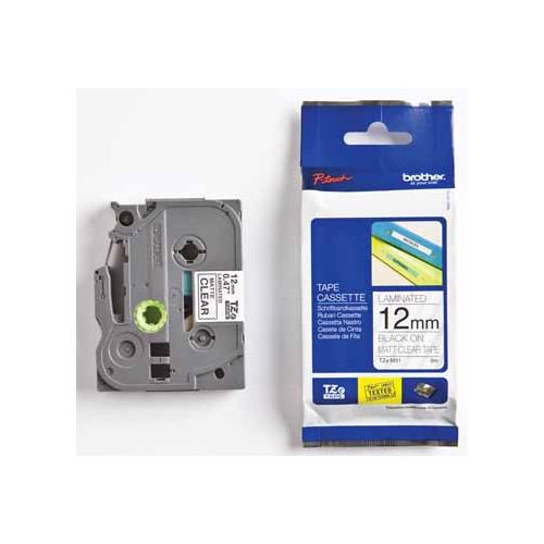 Brother Brother TZe tape voor P-Touch 12mm zwart op transparant, mat