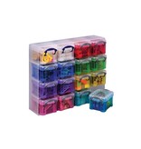 Really Useful Box Really Useful Box transparante muurkubus met 16 gekleurde opbergdozen van 0,14 liter