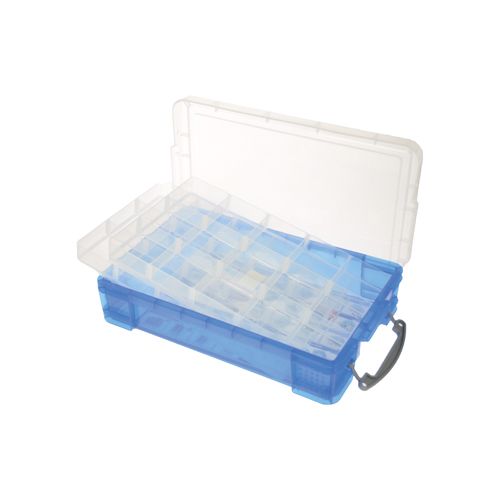 Really Useful Box Really Useful Box 4 liter met 2 dividers, transparant blauw