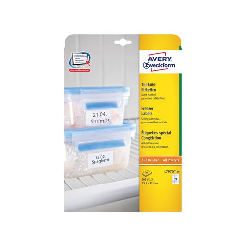 Avery Zweckform Avery diepvriesetiketten 63,5x33,9mm wit doos 600 etiketten