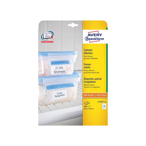 Avery Zweckform Avery diepvriesetiketten Ft 63,5 x 33,9 mm (b x h), wit, doos van 600 etiketten