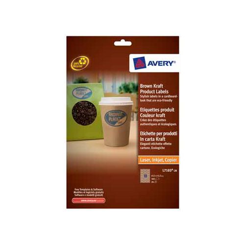 Avery Avery L7103-20 productetik 63,5x42,3mm 360 etik kraft ovaal