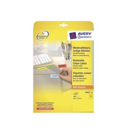 Avery Zweckform Avery afneembare gekleurde etiketten ft 63,5 x 33,9 mm (b x h), 480 stuks, 24 per blad, geel