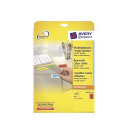 Avery Zweckform Avery afneembare gekleurde etiketten ft 63,5 x 33,9 mm (b x h), 480 stuks, 24 per blad, rood