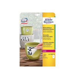 Avery Avery afneembare weerbestendige etiketten ft 210 x 297 mm (b x h), wit, doos van 20 etiketten