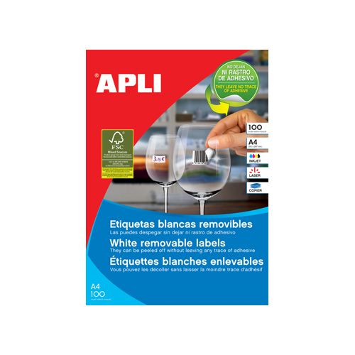 Apli Apli afneembare witte etik. 64,6x33,8mm 2.400st 24/bl (3056)