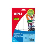 Apli Apli witte etiketten Print & Write ft 34 x 67 mm (b x h), 180 stuks, 12 per blad (1875)