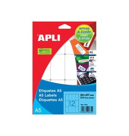 Apli Apli witte etiketten Print & Write ft 8 x 12 mm (b x h), 3.375 stuks, 225 per blad (1857)