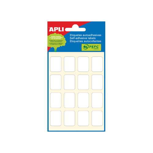 Apli Apli witte etiketten 16x22mm (bxh), 96st, 16 per blad (2674)