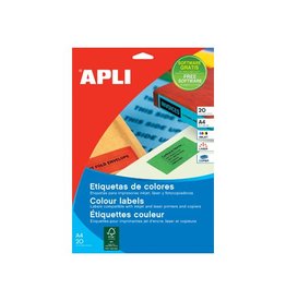 Apli Apli Gekleurde etiketten ft 70 x 37 mm (b x h), groen, 480 stuks, 24 per blad (1594)