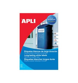 Apli Apli weerbestendige etiketten ft 210 x 297 mm (b x h), 20 stuks, 1 per blad, doos van 20 blad