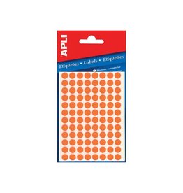 Apli Apli ronde etiketten in etui diameter 8 mm, fluo oranje, 288 stuks, 96 per blad (2080)