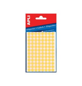 Apli Apli ronde etiketten in etui diameter 8 mm, fluo geel, 288 stuks, 96 per blad (2079)