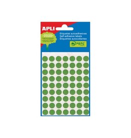 Apli Apli ronde etiketten in etui diameter 8 mm, groen, 288 stuks, 96 per blad (2047)