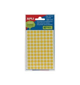 Apli Apli ronde etiketten in etui diameter 8 mm, geel, 288 stuks, 96 per blad (2044)