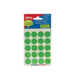 Apli Apli ronde etiketten in etui diameter 19 mm, groen, 100 stuks, 20 per blad (2066)