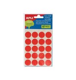 Apli Apli ronde etiketten in etui diameter 19 mm, rood, 100 stuks, 20 per blad (2065)