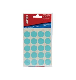 Apli Apli ronde etiketten in etui diameter 19 mm, blauw, 100 stuks, 20 per blad (2064)