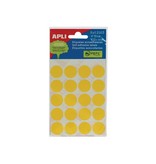 Apli Apli ronde etiketten in etui diameter 19 mm, geel, 100 stuks, 20 per blad (2063)